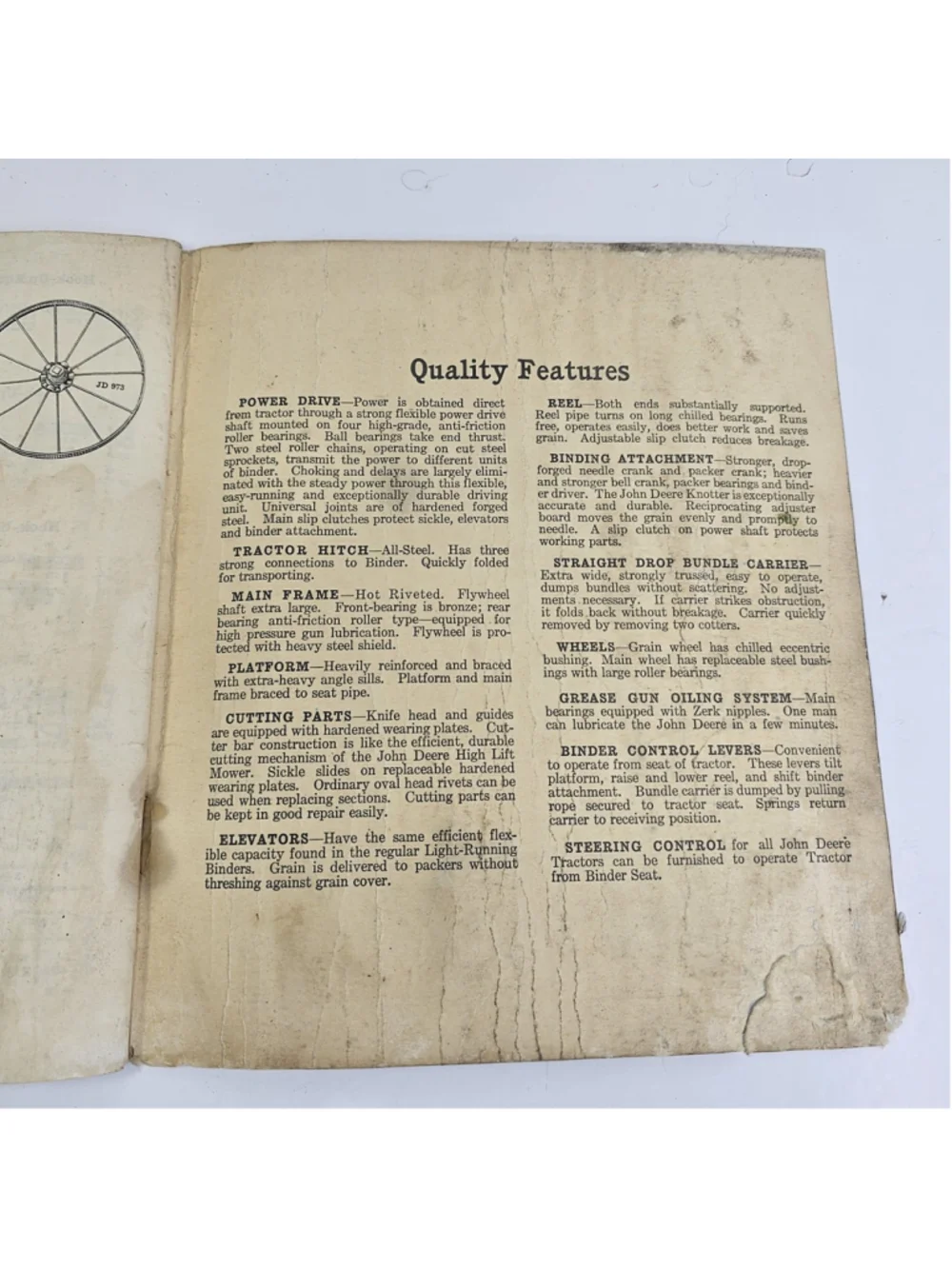 Vintage John Deere Tractor Binder 8 & 10 Foot Operator Parts Manual Booklet... - Picture 8 of 10